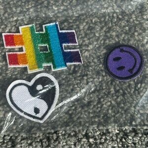 ⚡️❤️3 Patches🙂🔵Dark Blue/Purple Smiley🌈Rainbow #hashtag|☯️Yin Yang Heart❤️NEW